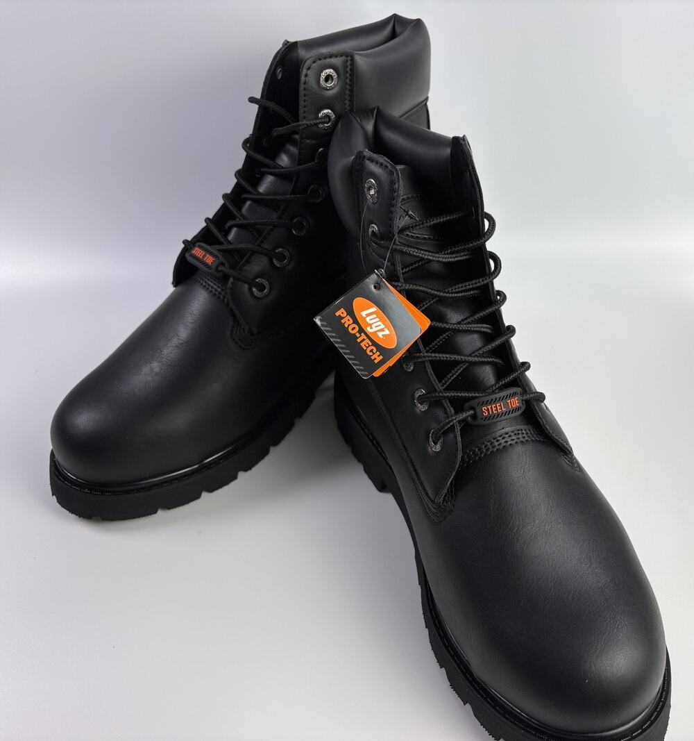 New Lugz Drifter 6 ST Steel Toe Wide Men's Black Boot Size 13 W
